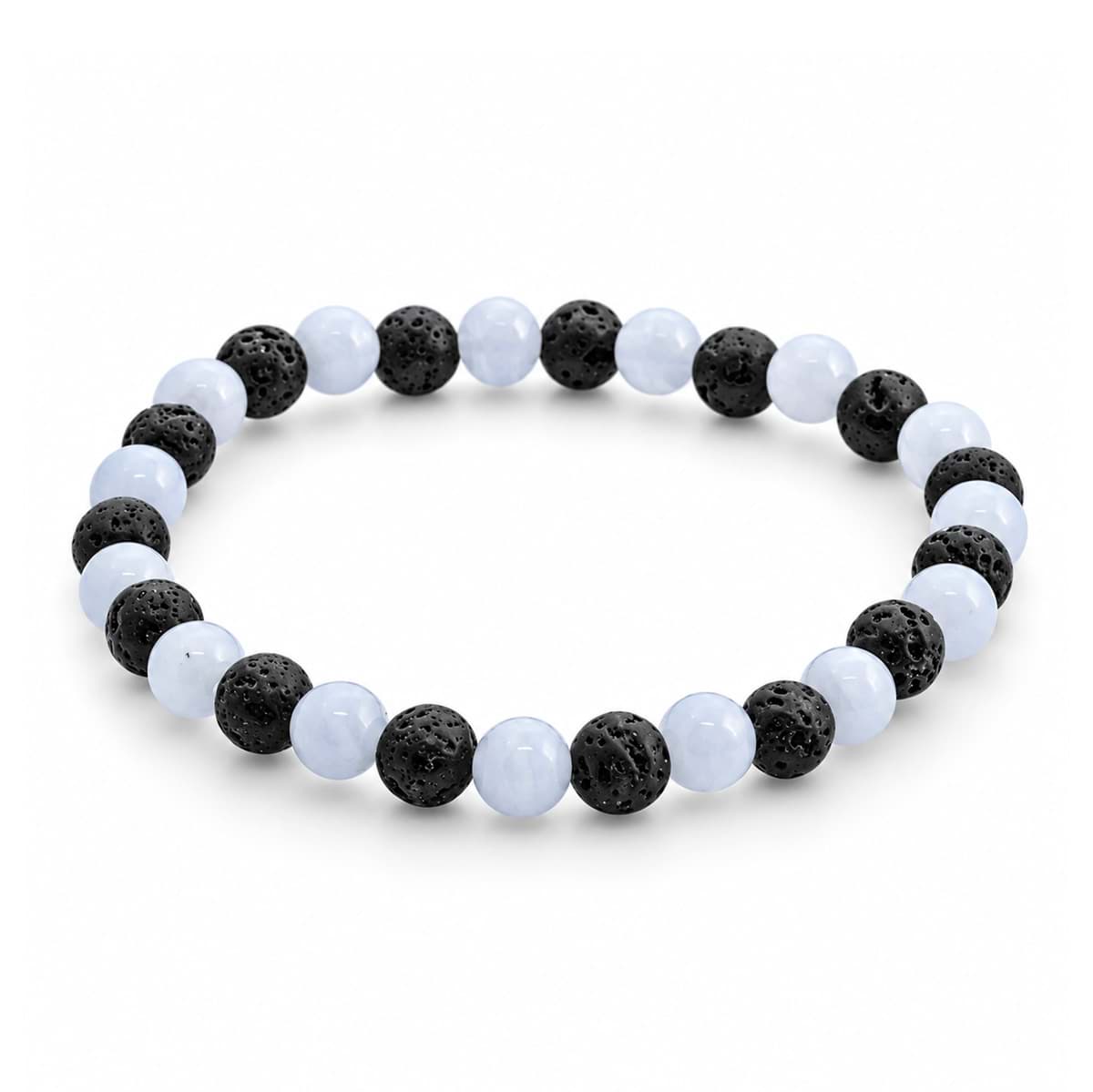 Chalcedon & Lava Kugeln  6mm Armband  