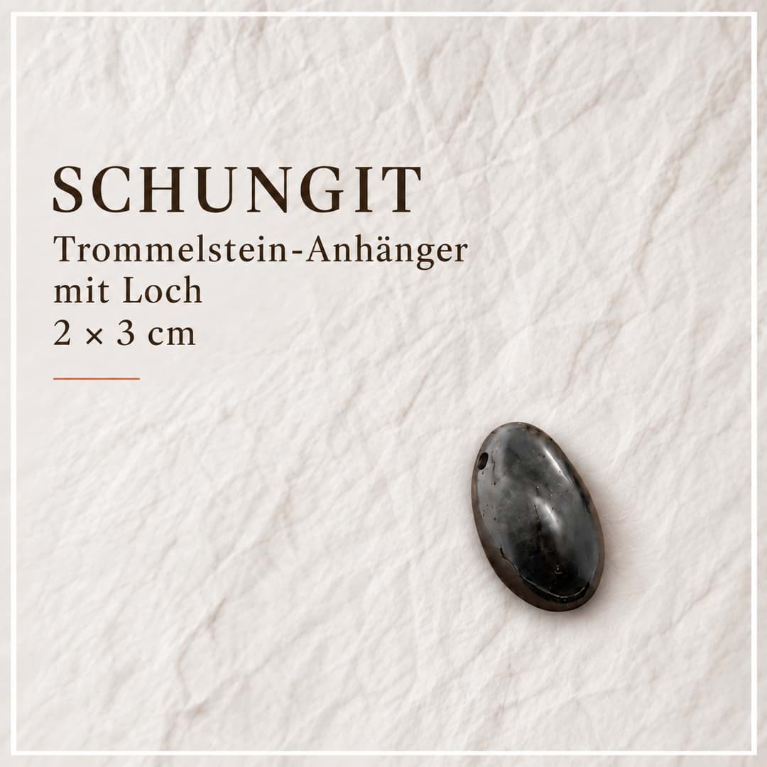Pendentif en pierre roulée de schungite avec trou 