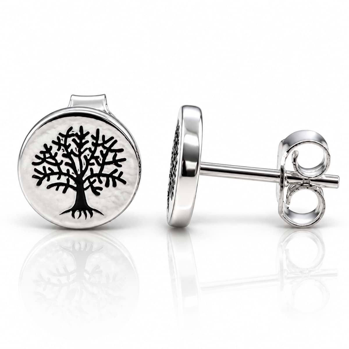 "Lebensbaum". Ohrstecker. Silber 925