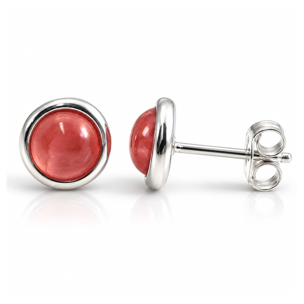 "Cabochon". Rhodochrosit. Ohrstecker. Silber 925