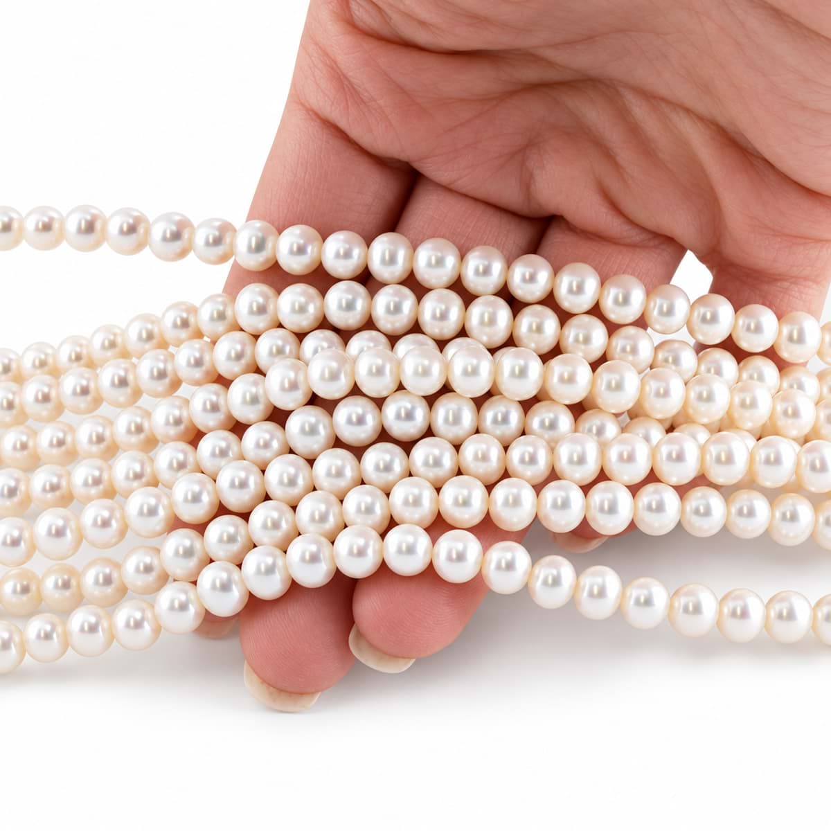 Filo di perle d'acqua dolce rotonde 6-6,5 mm, (bianche)