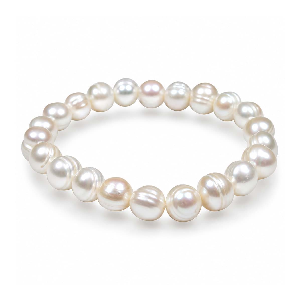 Perlen Armband Basic-Plus 9-9.5mm weiss