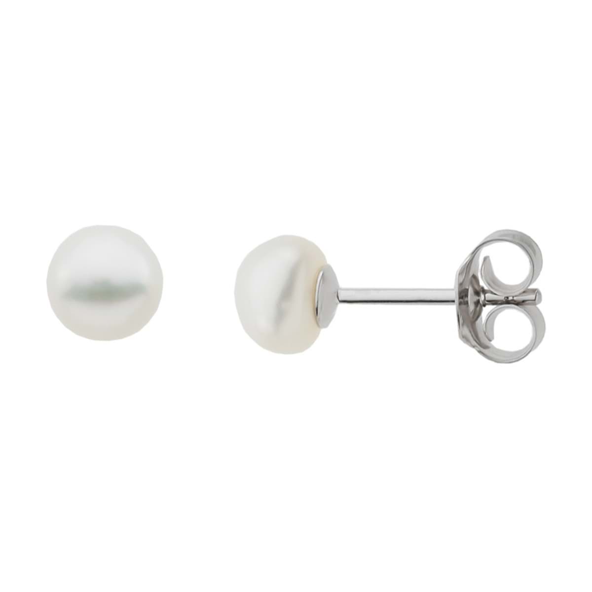 Perlen Ohrstecker "Rund"  5.5-6mm Silber 925, rhodiniert (3er Set)