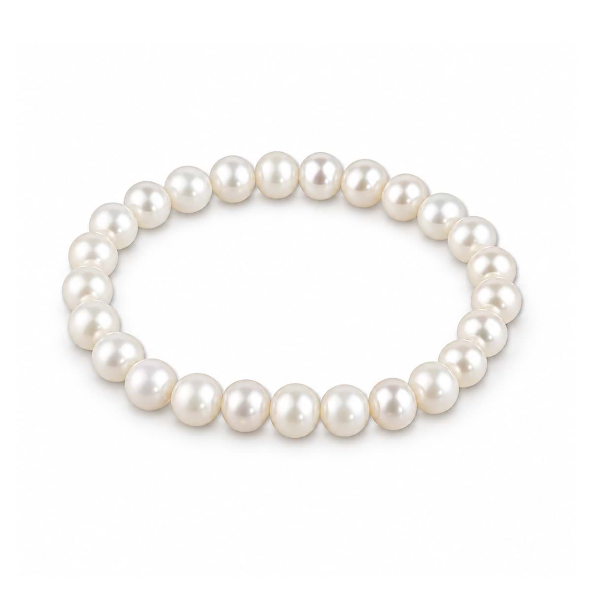 Perlen Armband Rund 7.5-8.5mm weiss