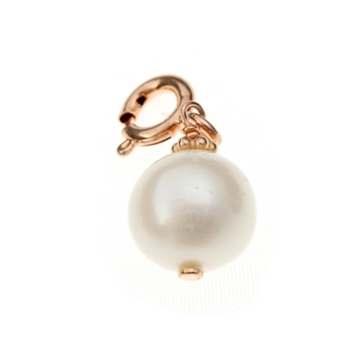 Anhänger Perlen 10mm mit Federring, silber vergoldet rosé
