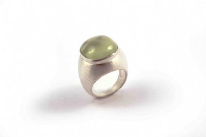 Image de Prehnit Ring Cabochon Rechteck 17mm Silber 