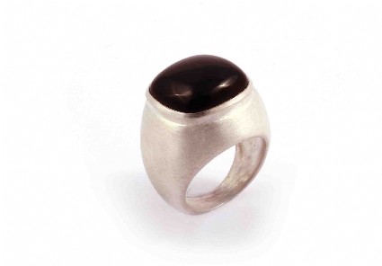 Bild von Onyx Ring Cabochon Rechteck 17mm Silber 