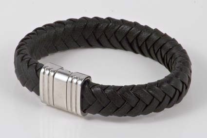 Bild von Leder geflochten flach 14mm Armband