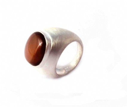 Image de Rauchquarz Ring Cabochon Rechteck 17mm Silber 