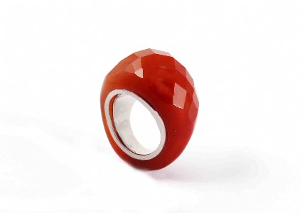 Bild von Karneol Ring facettiert Marquise mit Silber Ring