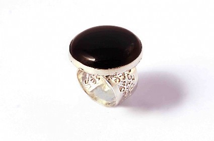 Bild von Onyx Ring Cabochon 26mm Silber 925