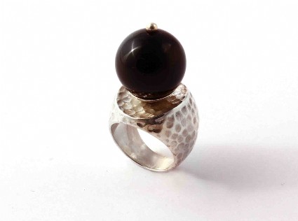 Bild von Onyx Ring 18mm Kugel Silber 925