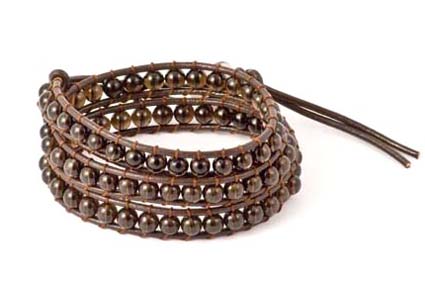 Bild von "El Vagabundo" Armband, Rauchquarz Kugeln 6mm, 3-reihig