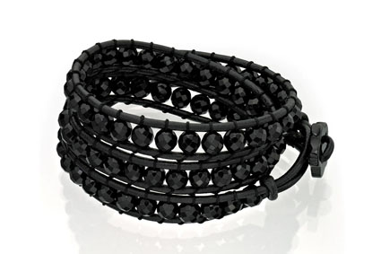 Image de "El Vagabundo" Armband, Onyx facettierte Kugeln 6mm, 3-reihig