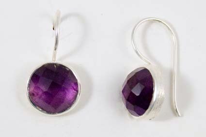 Bild von Amethyst facettierte Cabochon 11mm Ohrhänger, Silber 925