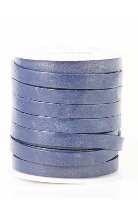 Image de Lederband flach 7mm blau, 10m Rolle