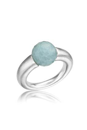 Bild von Aquamarin facettierte Kugel 10mm "Arch" Ring