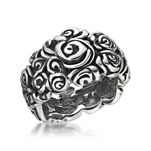 Bild von Ring, zisiliert "Rose", 13mm, 925 Silber