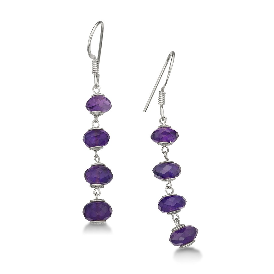 Bild von Amethyst fac. Button & Silber Ohrhänger