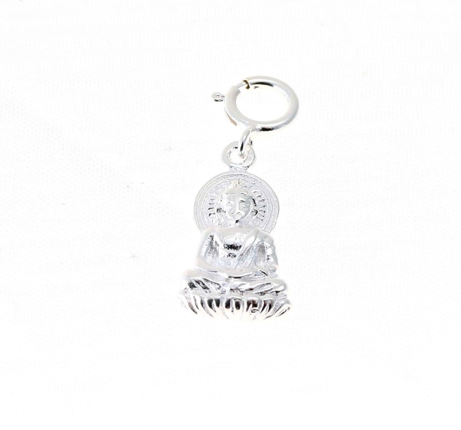 Bild von Charm Buddha 15x10mm mit Federring Anhänger, silber 925