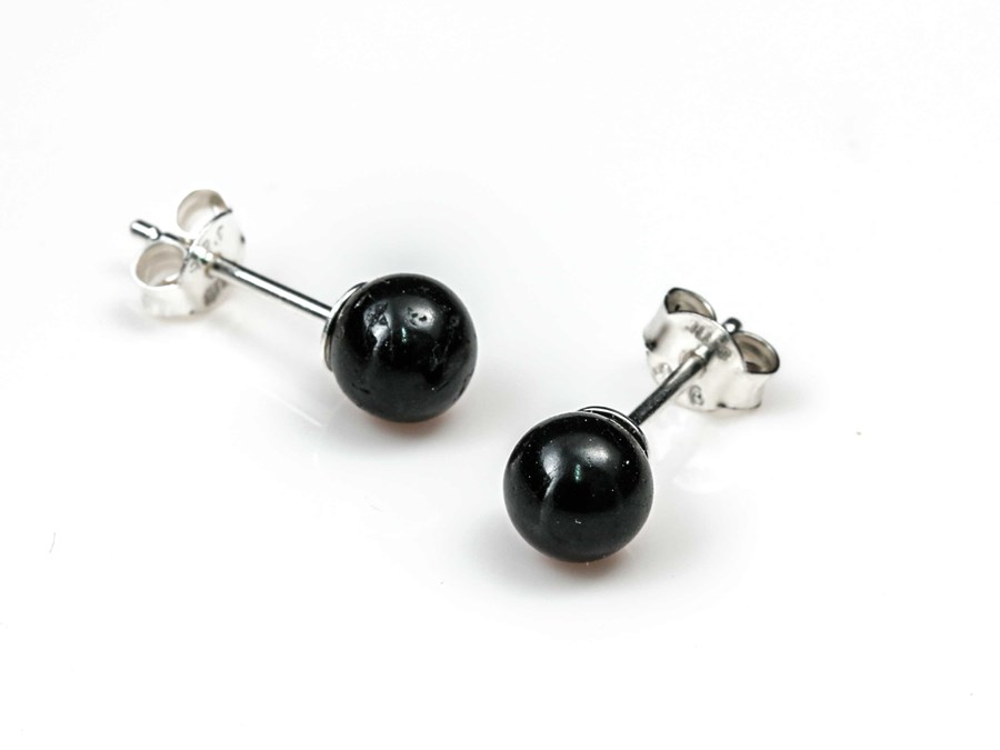 Immagine di Obsidian Kugel 6mm Ohrstecker, Silber 925