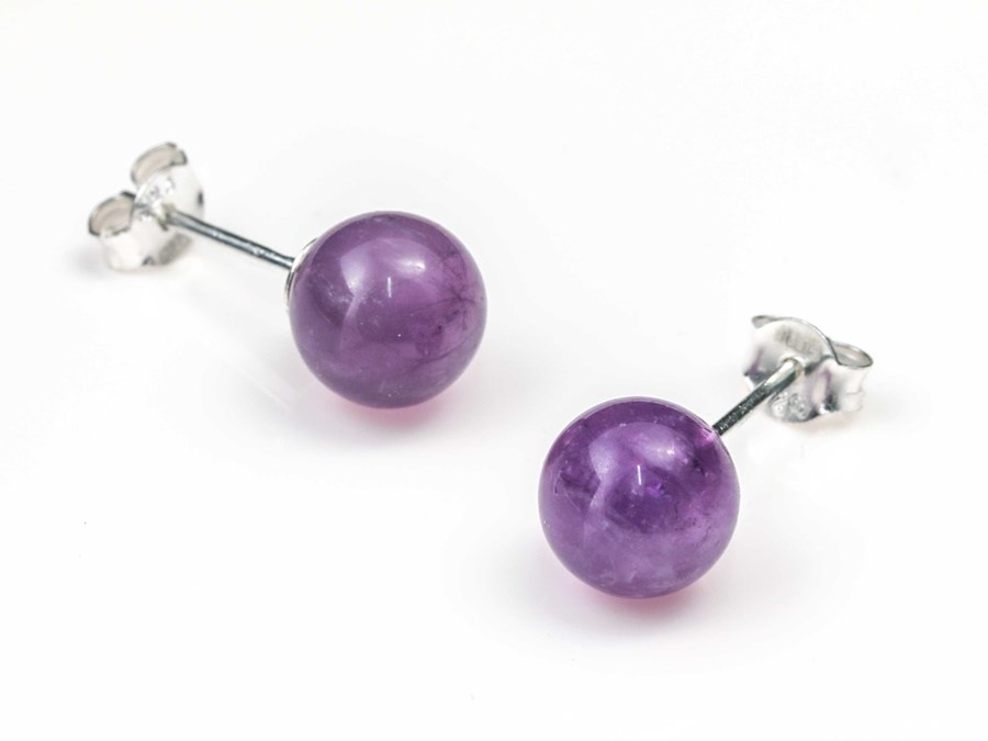 Image de Amethyst Kugel 8mm Ohrstecker, Silber 925