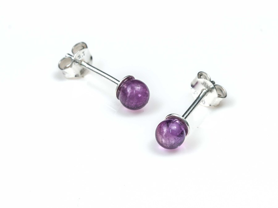 Image de Amethyst Kugel 4mm Ohrstecker, Silber 925