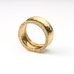 Bild von Ring "Orbit" mit CZ, 9mm, 925 Silber vergoldet