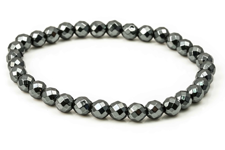 Bild von Hämatit facettierte Kugeln  6mm Armband