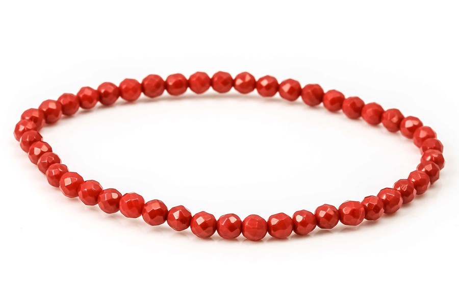 Immagine di Koralle (gefärbt) facettierte Kugeln  4mm Armband (rot)