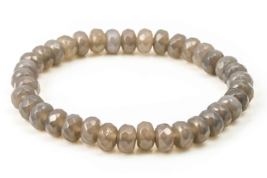 Bild von Achat fac. Button  8mm grau Armband