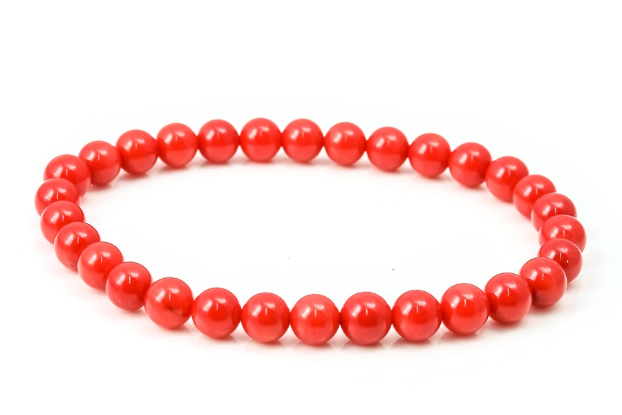 Bild von Koralle (gefärbt) Kugeln  6mm Armband (rot)