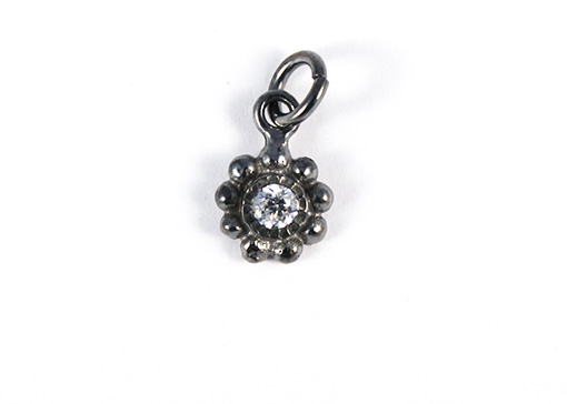 Image de Charm Sonne 8mm Anhänger, Silber black rhodiniert