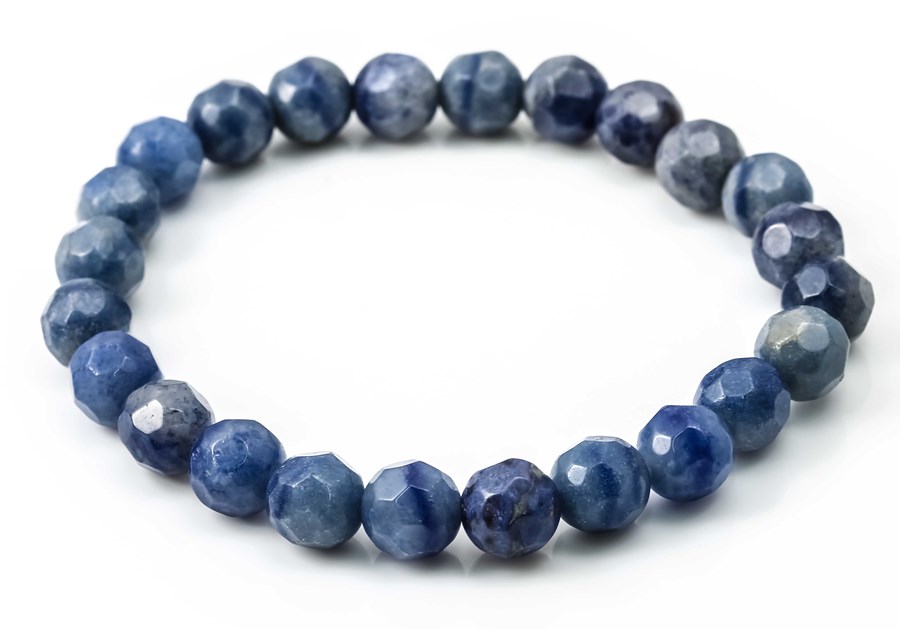 Bild von Blauquarz facettierte Kugeln  8mm Armband