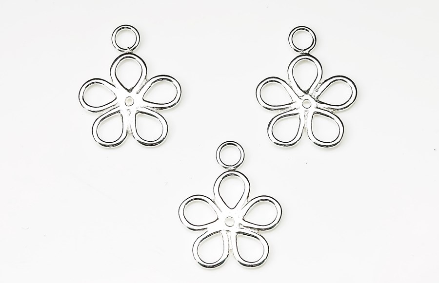 Image de Happy Flower 2 17x13mm mit Ring Charm Anhänger, Silber 925