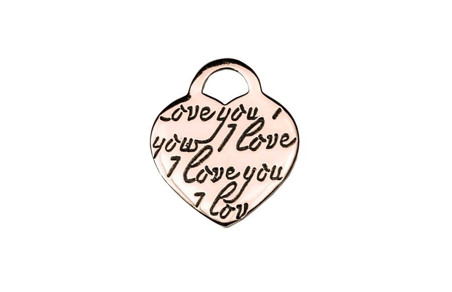 Bild von Love You Herz 22x19mm mit Ring Charm Anhänger, Silber rosévergoldet