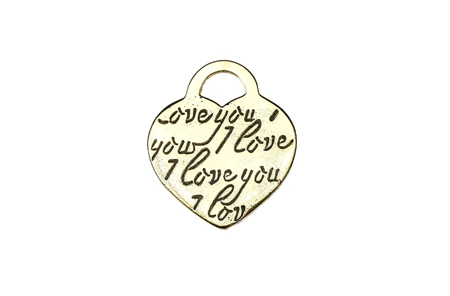 Image de Love You Herz 22x19mm mit Ring Charm Anhänger, Silber vergoldet