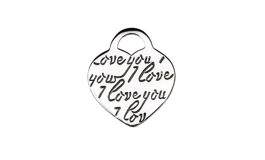 Bild von Love You Herz 22x19mm mit Ring Charm Anhänger, Silber 925