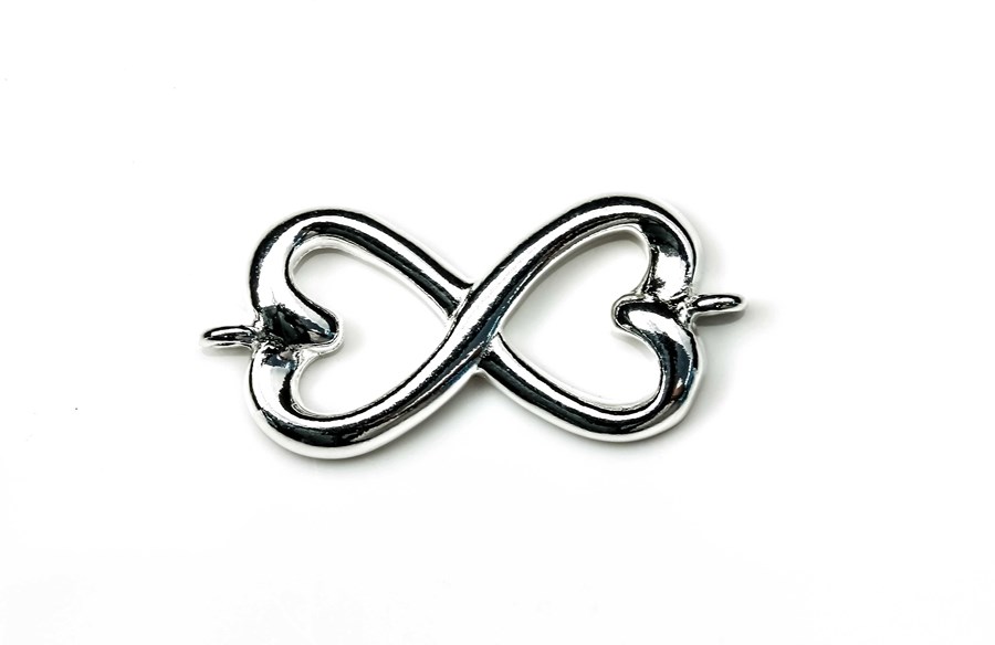 Image de Infinity Herz 27x12mm mit zwei Ringen Anhänger, Silber 925