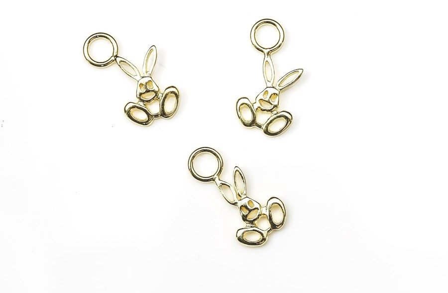 Immagine di Bunny 13x7mm mit Ring Charm Anhänger, Silber vergoldet