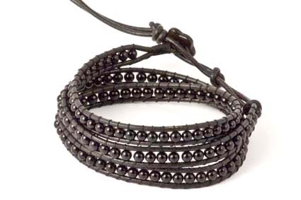 Image de "El Vagabundo" Armband, Onyx Kugeln 4mm, 3-reihig