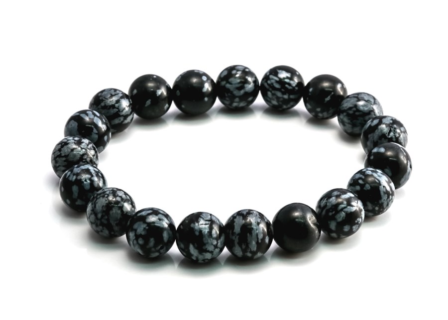 Image de Schneeflocken Obsidian Kugeln 10mm Armband