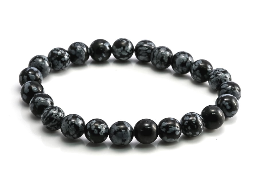 Bild von Schneeflocken Obsidian Kugeln  8mm Armband