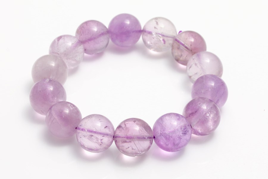 Bild von Amethyst Kugeln 14mm Armband Hell