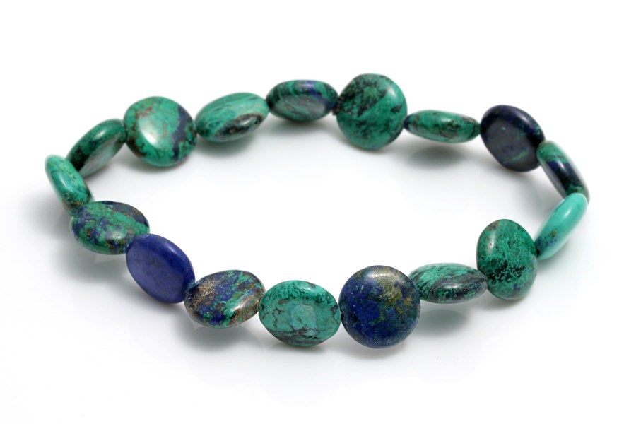 Bild von Azurit Malachit Disc 12mm Armband