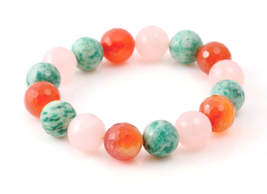 Bild von Mix Steine facettierte Kugeln 12mm Armband