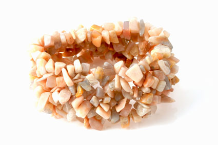 Bild von Mondstein "Fancy-Chips breit" Armband (beige) ca. 4-6mm