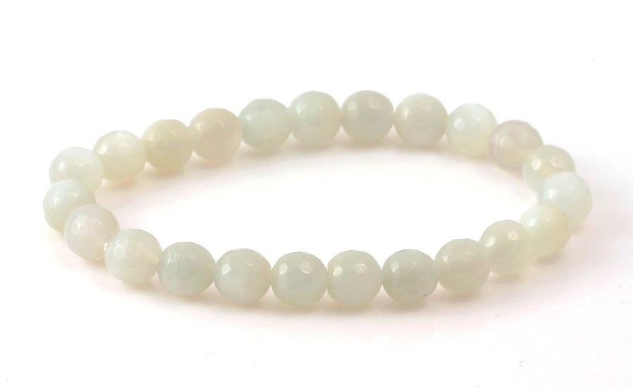 Bild von Mondstein facettierte Kugeln 8mm Armband (grau)