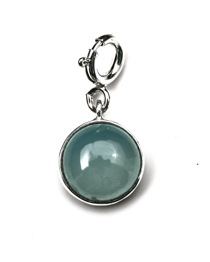 Bild von Aqua Chalcedon Cab. 12mm mit Federring Anhänger, Silber 925