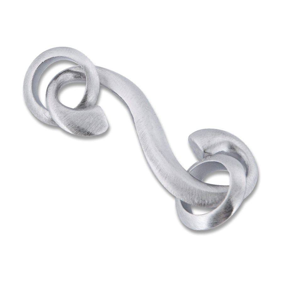 Immagine di Schlaufenverschluss "Big-S" 33x14mm Silber 925 RHODINIERT matt